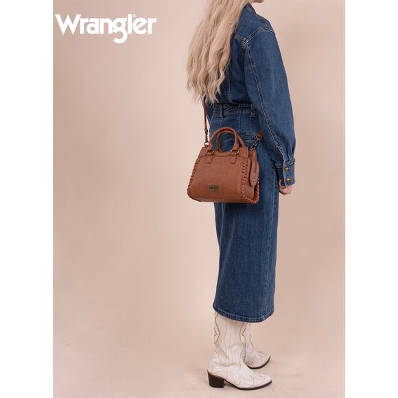 Wrangler Tan Whipstitch Small Crossbody/Top Handle Bag *NEW in Package* - Picture 6 of 7